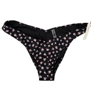 VS PINK Black Floral High Cut Bikini Bottom XXL NWT
